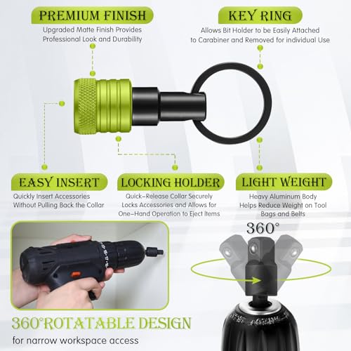 Image of Threlaco 24 Pcs Bit Holder Keychain, 1 /4 3 /8 1 /2 Socket Hex ShankMulticolor