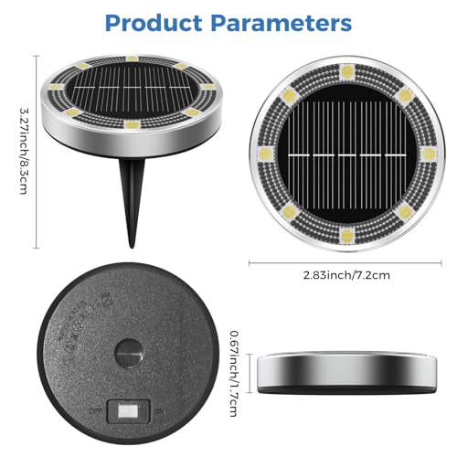 Peasur 6 Stück Solar Bodenleuchten Aussen, 8 LED Solarlampen für Außen Garten Wetterfest, Solarleuchten Gartenbeleuchtung für Boden Weg Rasen Gehweg Warmweiss 5