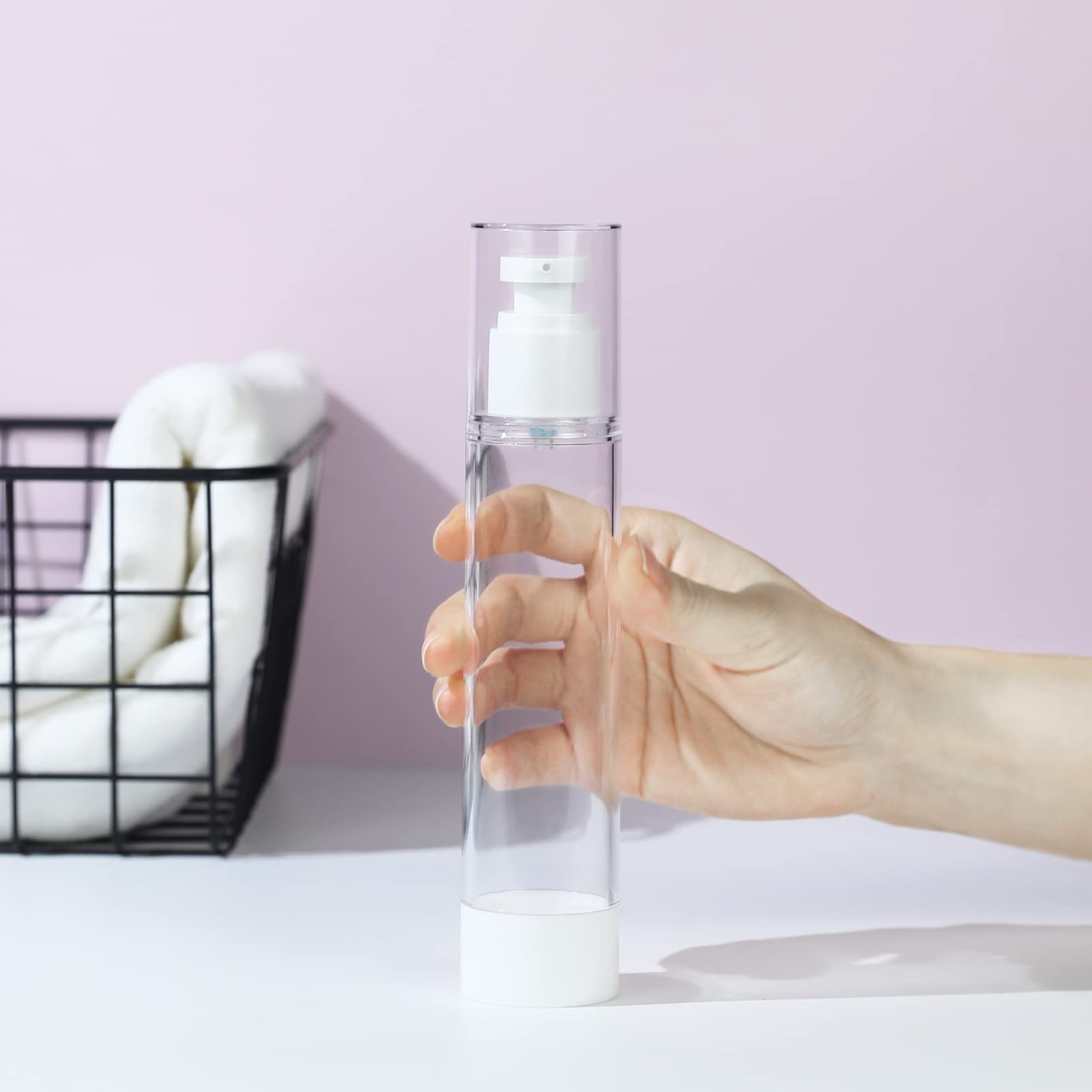 LONGWAY 113,4 g 120 ml trasparente Airless crema cosmetica bottiglia da viaggio formato dispenser contenitori ricaricabili/fondazione pompa da viaggio bottiglia per shampoo (confezione da 6)