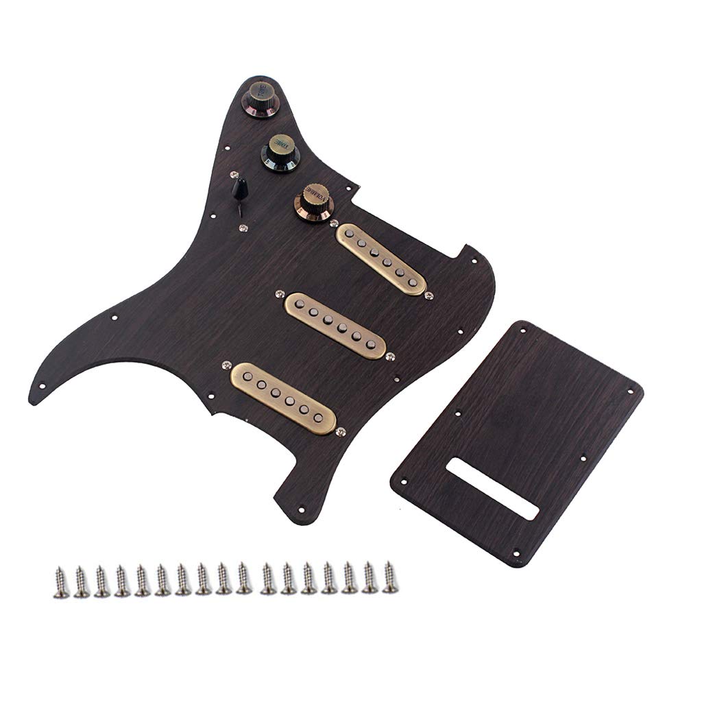 Alnicov 3-warstwowa wstępnie okablowana płyta ochronna Loaded Pickguard Scratchplate z SSS Alnico V Pickups Kit do gitar elektrycznych Strat ST (rysunek słojów)