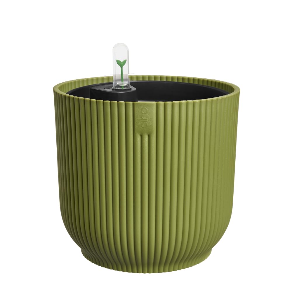 elho Vibes Fold Round Flower Pot with Self Watering Insert, 100% Recycled Plastic, Plant Pots Indoor, diameter 22 cm