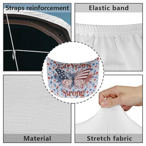 Image of American Flag Car Hood Cover, Rose Butterfly Washable Elastic Auto Hood Protector Stretchable Polyester Fabric, 250th Anniversary Car Bonnet All-Season Protection