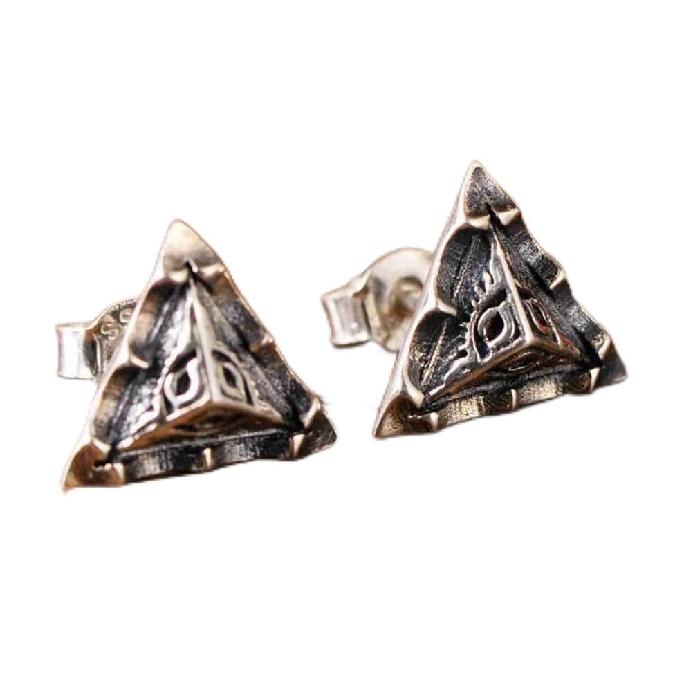 KEDDJI S925 Pendientes Retro Japoneses Y Coreanos para Hombres Plateados Pendientes Triangulares Personalidad Creatividad Pendientes para Hombres Mujeres Pendientes Triangulares para Oídos de Verano, KEDDJ