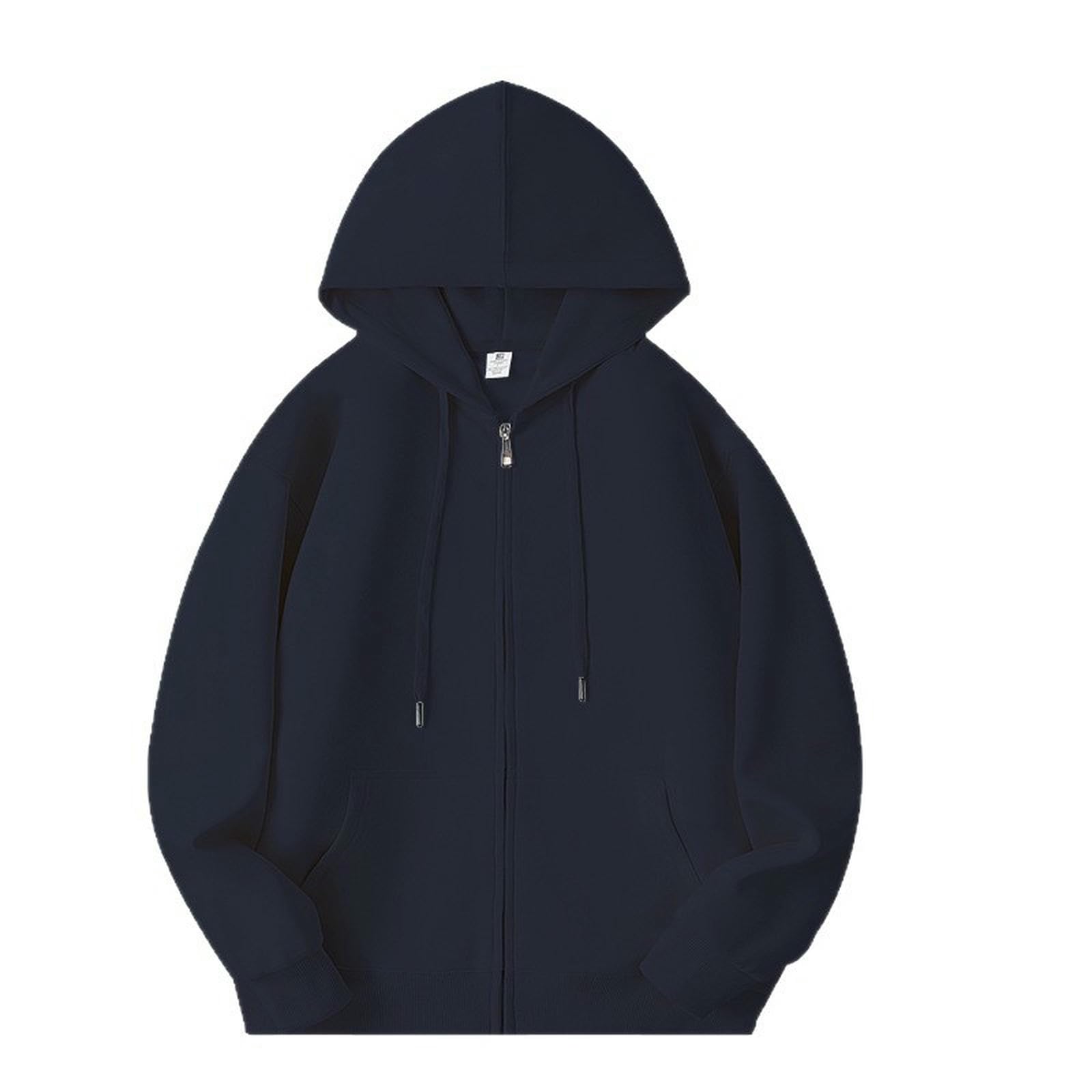 Bluza damska Hua Cotton Full Zip Hoodie z długim rękawem stringi -bluza z kapturem z kieszeniami-szary-konopny-M (100-115 Jin)