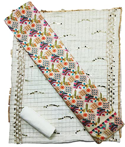 Image of AAHIRA Women's Printed Chanderi Unstitched Salwar Suit Dress Material With Sequins Work Dupatta(Free Size)