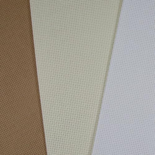 Image of KCS 3 pc of 12 inch x 18 inch 14CT Counted Cotton Aida Cloth Cross Stitch Fabric (White+Oatmeal+Khaki)