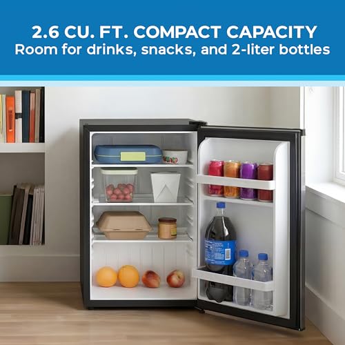 Image of Avanti Mini Fridge 2.6 Cu. Ft. Compact Refrigerator for Dorm, Office & Bedroom, Chiller Compartment, Glass Shelf, Reversible Door with Automatic Defrost, ENERGY STAR, Stainless Steel