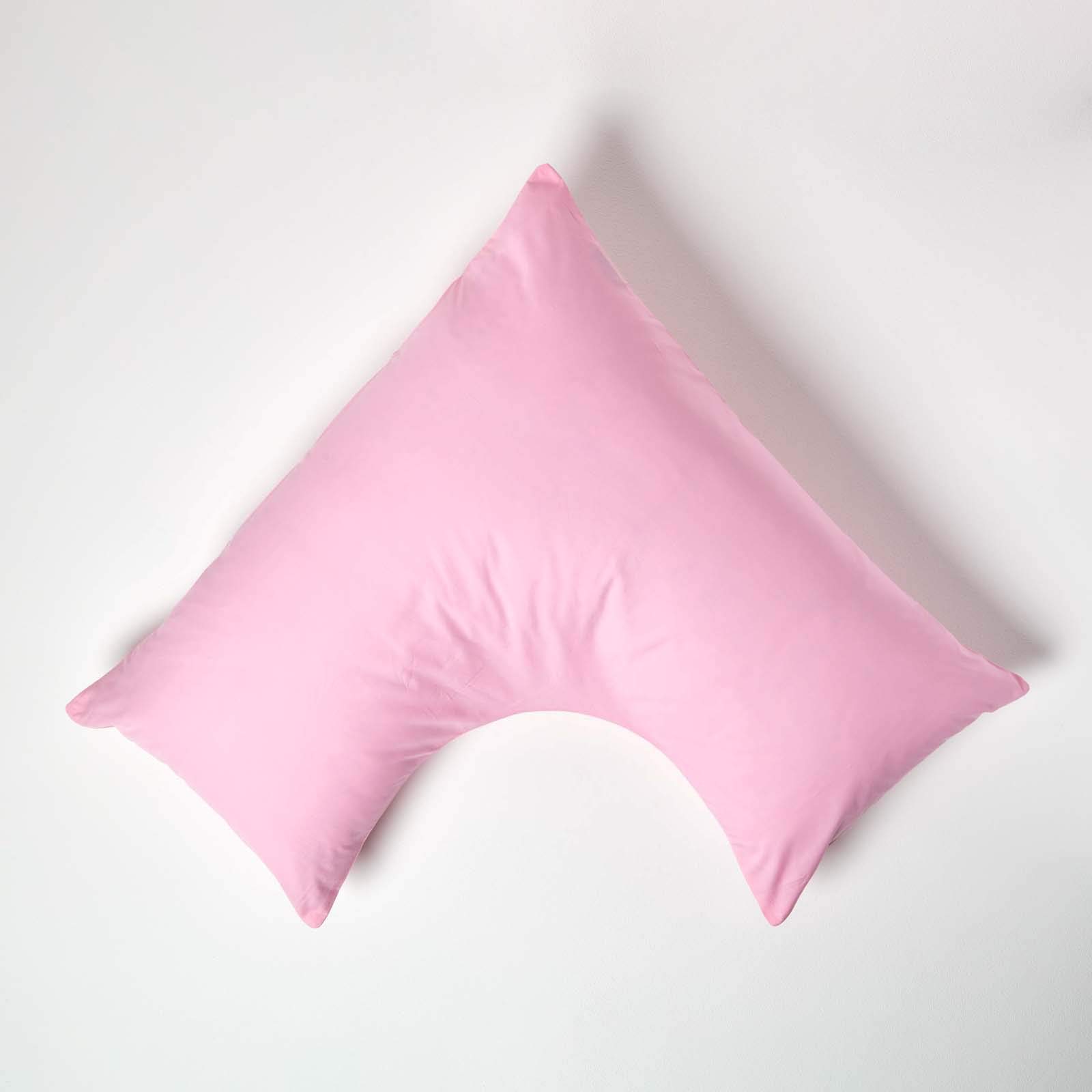 Homescapes Pink Pure Egyptian Cotton V-Shape Pillowcase 200 Tc 400 Thread Count Percale Equivalent Pillow Case For Nursing Pregnancy And Elderly