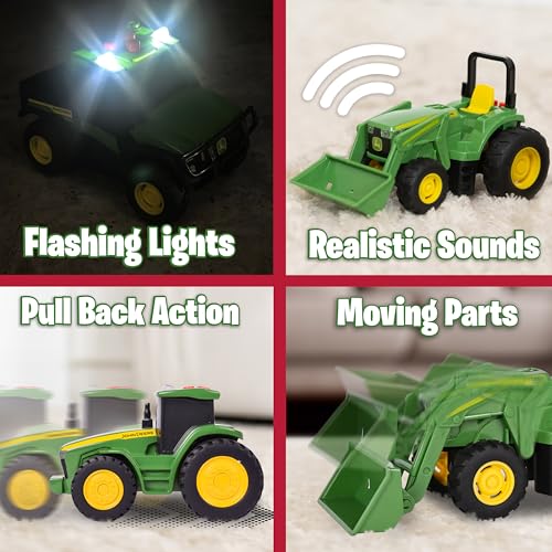 John Deere 3-Pack Set Lights and Sound Realistic 5" Farm Vehicles, 7R Series Tractor, 6105M Tractor and Gator - Image 4
