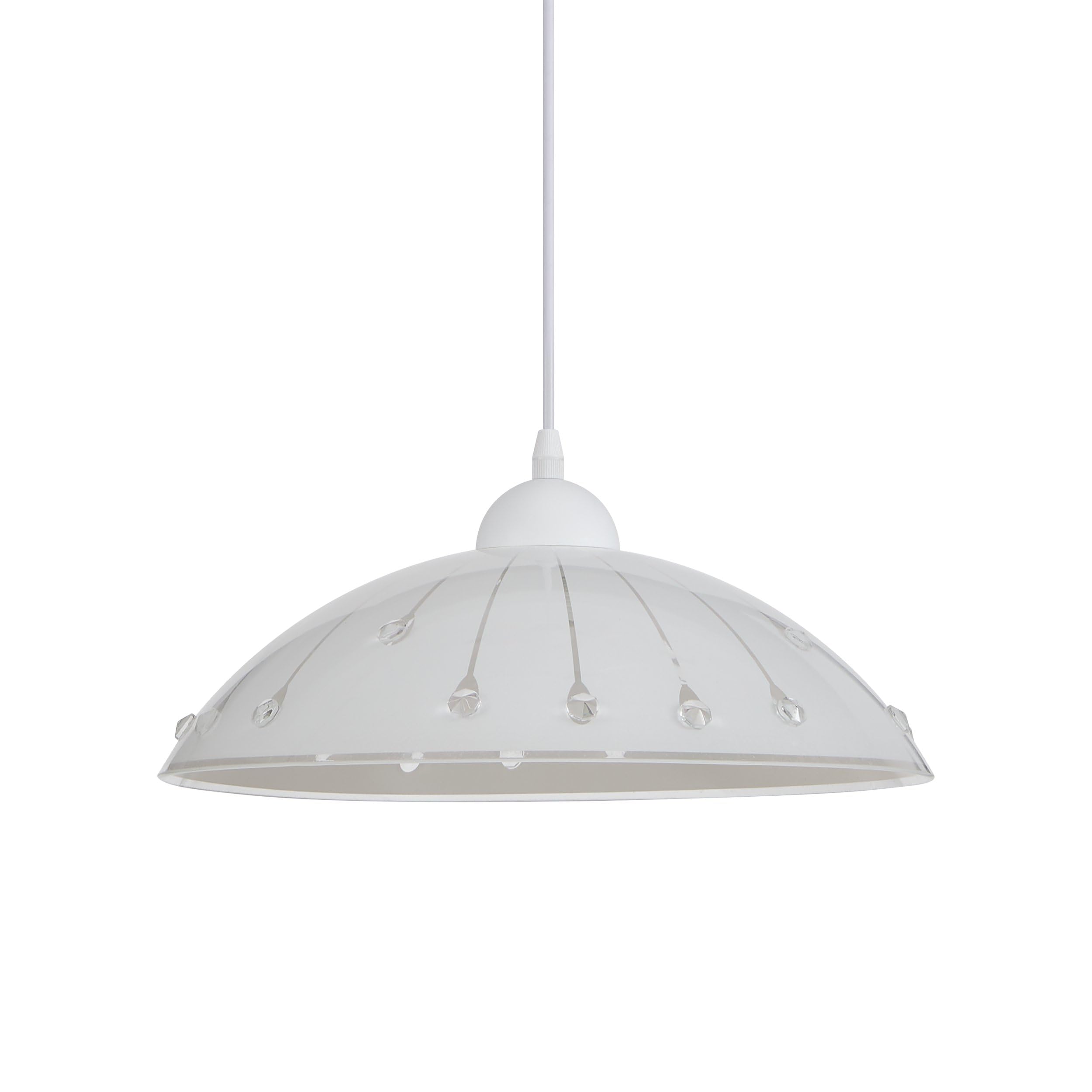 Eglo lampada a sospensione Vetro, 1 fiamma, classica, vetro | satinato, plastica e cristallo, lampada da tavolo bianca, cucina con attacco E27, Ø 35 cm