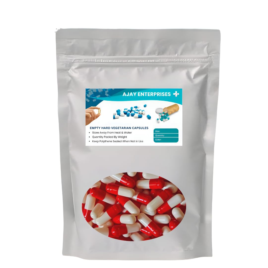 Ajay Enterprises Empty Vegetarian Capsules SIZE 00 (1000 MG) (PACK OF 1000) (RED WHITE, SIZE 00 (1000 MG))