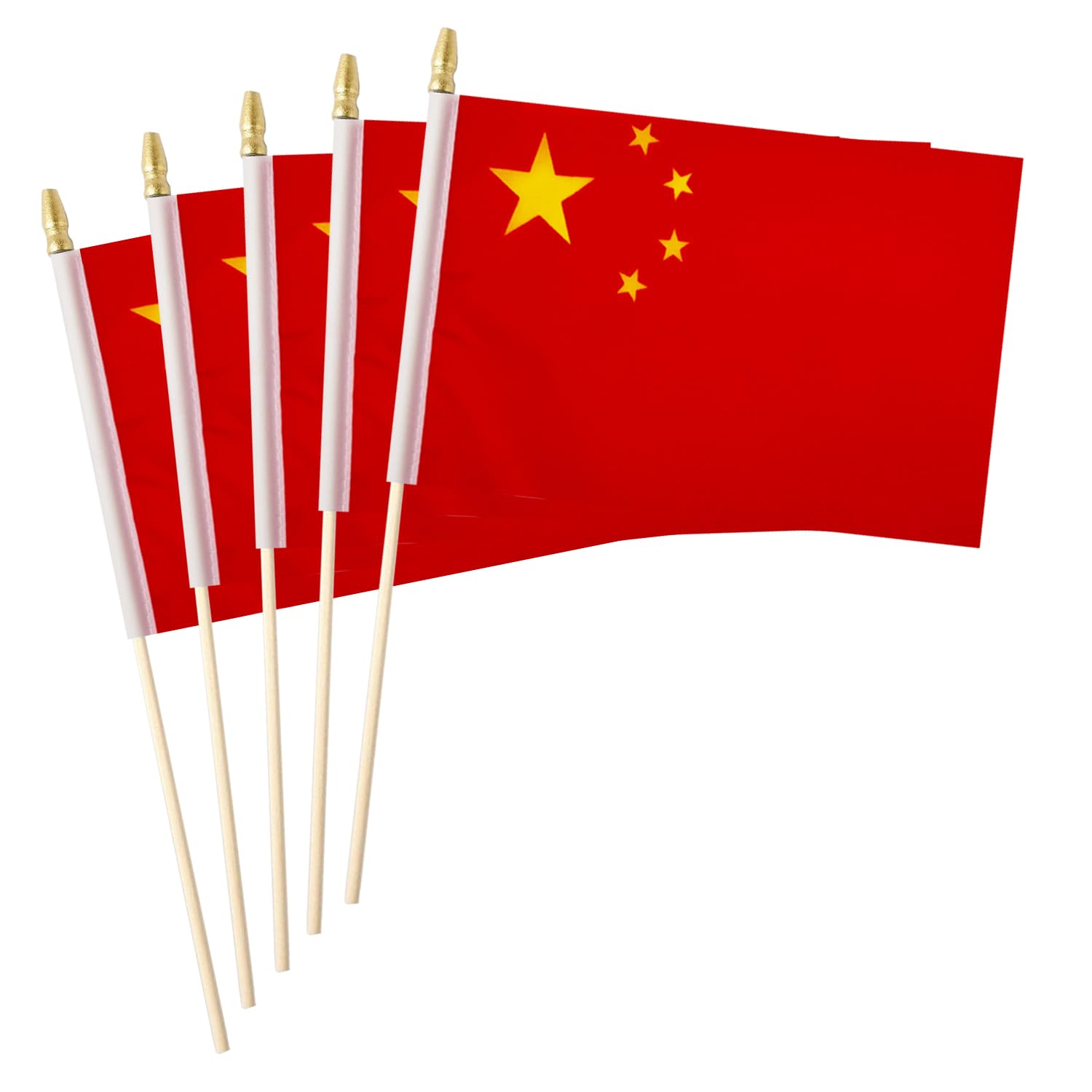 5 Pack Country Small Mini Wood Hand Held Stick Flag,Suitable For Various Holiday Parties, World Cup, National Day, And National Flag Day. (China)