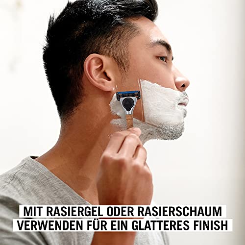 by Amazon Herren 5-Klingen Rasierer mit Korkgriff, 1 Stück + 8 Nachfüllpackungen(9er-Pack), Silber (Früher Marke Solimo) - Image 6