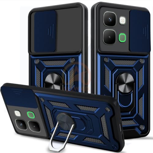Image of Armor Bumper Back Cover Case for Infinix Note Edge 5G | Rotating Camera Cover, Ring Holder & Kickstand | Heavy Duty & 360 Degree Protection Infinix Note Edge 5G Back Cover (Blue)