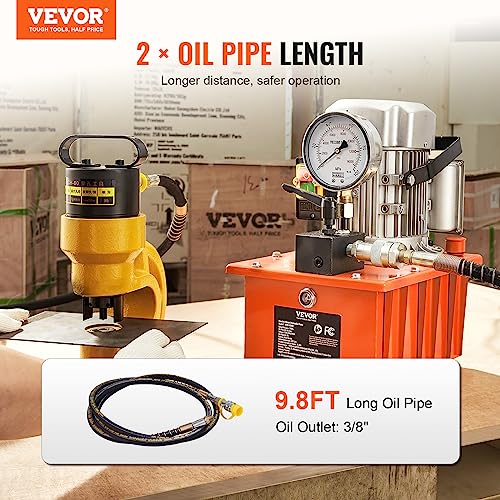 Image of VEVOR Electric Hydraulic Pump, 10000 PSI 750W 110V, 488 in /8L Capacity, Single Acting Manual Valve, Electric Driven Hydraulic Pump Power Pack Unit with Lever Switch for Punching /Bending /Jack Machines