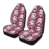 Burbuja Y2k Skulls on Zebra Front Car Seat Cover, Breathable Car Seat Protectors Universal Fits SUV, Cars, Truck, Non-Slip, 2 Pack