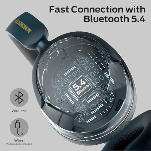 Image of Monster Persona 3rd ANC Active Noise Canceling Headphones, Wireless Bluetooth 5.4 Over-Ear Headphones with 6 Mics, 70H Playtime and 3 EQ Modes, Deep Bass, Foldable Comfort Design for Travel, Blue