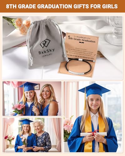 Image of 5th /8th Grade Graduation Gifts for Her, Engraved Beautiful Girl You Can Do Amazing Things Adjustable Bracelet, Elementary Middle School Graduate Gifts