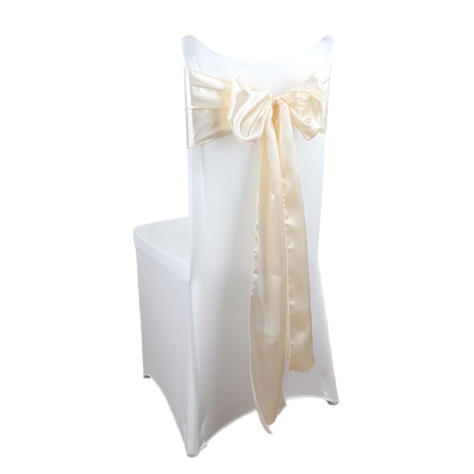 RRYPBOVG Chair Ribbon 10/50PCS Satin Chair Sashes Bows Universal Ribbon Ties Back Sash For Wedding Party Events Banquets Hotel Event Cover(Ivory,10 pcs)