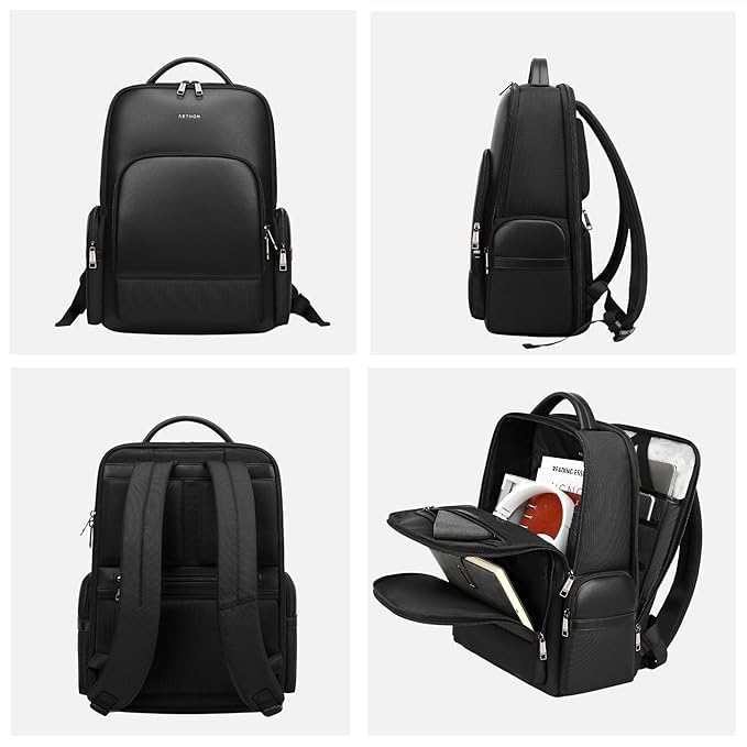 Image of AETHON Krossover 15.6-Inch Laptop Backpack | Water-Resistant with Multiple Pockets for Office, Travel | Shoulder Bag Made with Vegan Microfiber Leather