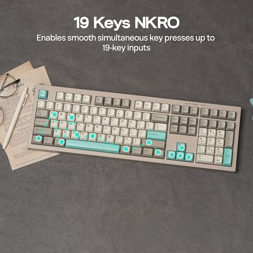 Image of MechLands Aula S102 Membrane Gaming Keyboard with Number Pad, 100% Full Size Layout, USB-C Wired, RGB Backlit, Creamy Silicone Structure, Silent Keyboard for PC Game /Office (Grey)