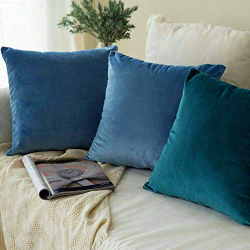 Image of Khooti Velvet 200 TC Cushion Cover Pack Of 1-8 inchX8 inch /20X20 Cm-Ice Blue-Soft Pillow Covers Cushion Case For Sofa Bedroom Living room Chair Car