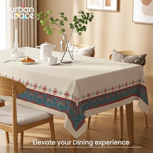 Image of Urban Space Sicilia Table Linen Collection - Premium Water & Stain Resistant Dining Table Cover for 4 Seater, Anti Skid Table Cloth for Center Table (Blue Noon, 4 Seater 52 inch x 72 inch)