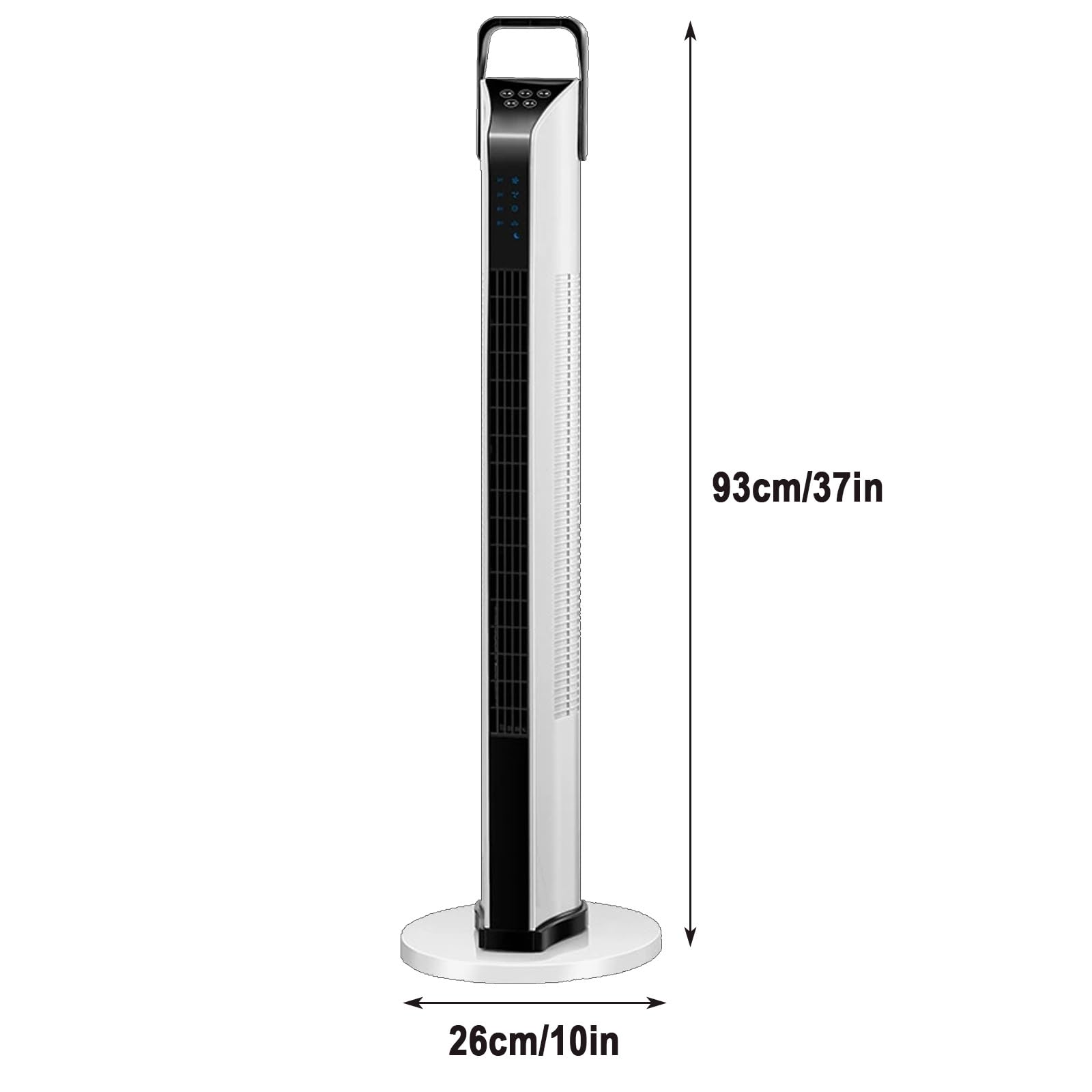 Ventilador Torre Silencioso, Ventilador Columna 45W, Flujo de Aire 150m³/h | Ventilador Silencioso Torre, Rotación 90°, 3 Velocidades, Base Diámetro 26cm, Apagado con Temporizador(93cm/37in)