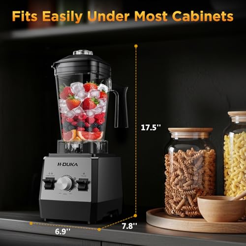 Image of H-Duka Blender, Countertop Blenders for Kitchen with 64oz Pitcher, Powerful 25000 PRM Blender for Smoothies, Ice Crushing, Frozen Fruits, Milkshakes, Pulse Function, Self-Cleaning (Silver Black)