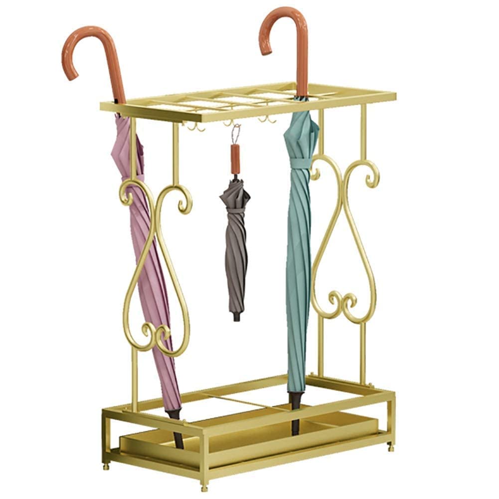 Porte-parapluie carré en métal doré haut de gamme pour l'accueil des banques et clubs