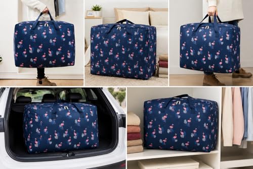 Image of Zollyss Foldable Storage Bag for Clothes & Blankets, 70 x 49 x 29 cm | Large Capacity Oxford Fabric Organizer with Handles & Zipper