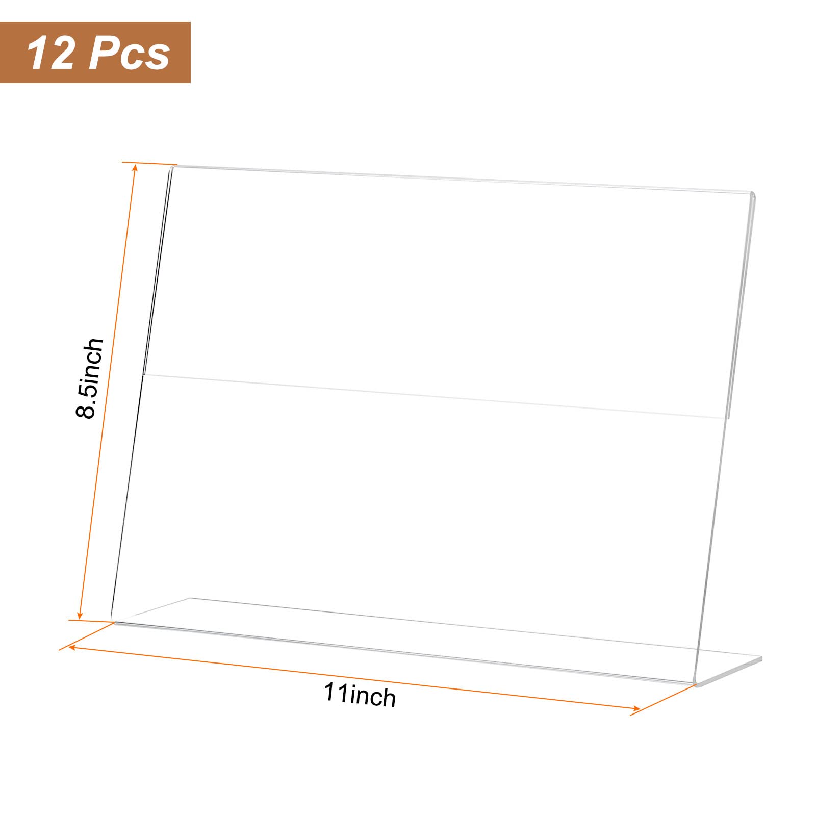 sourcing map Acrílico Letrero Soporte 12 Paquete, 8.5x11 Pulgadas L Forma Horizontal Letrero Soporte Menú Expositor Soporte Adecuado para Restaurantes, Oficina, Hogar, Tienda - Transparente