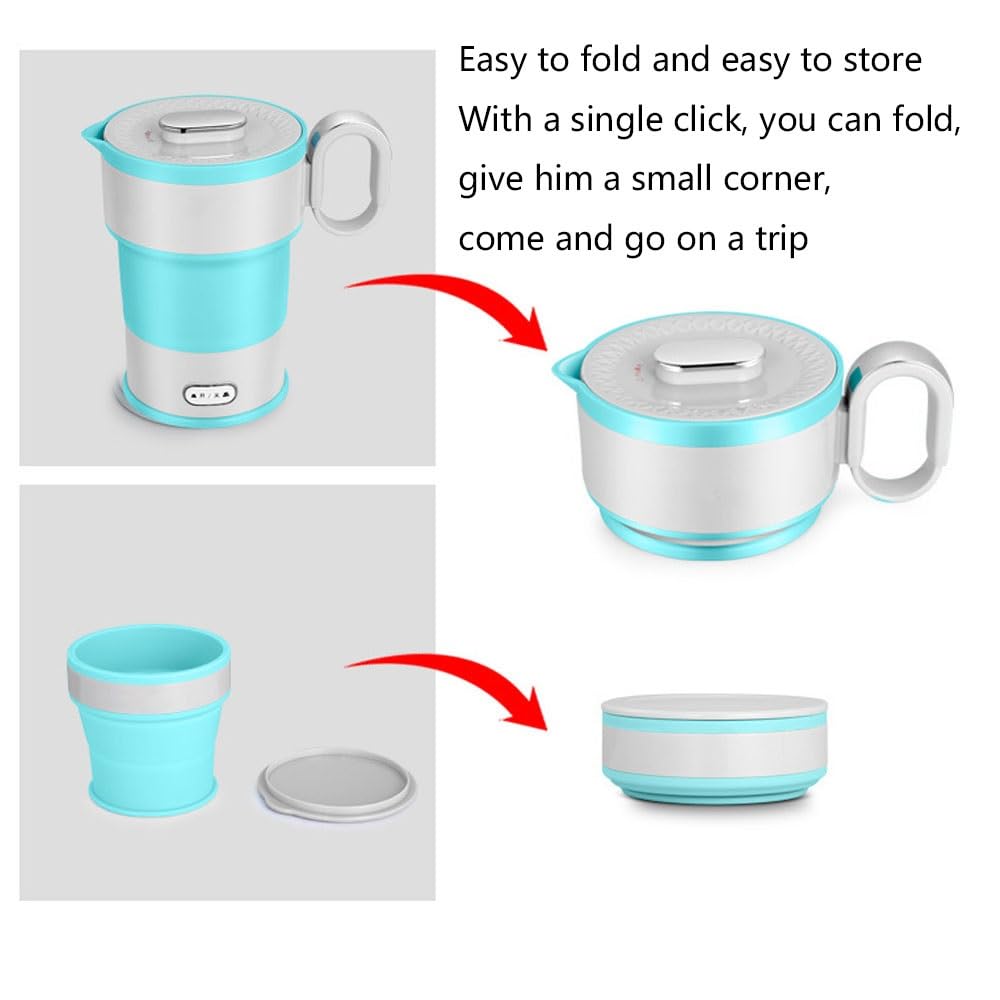 PAHION 0,6L Bouilloire De Voyage Électrique Pliable Batterie De Cuisine en Silicone De Qualité Alimentaire avec Gobelet Pliable Eau Bouillante Rapide pour Le Camping Et Les Voyages