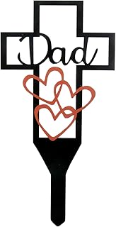 Grave Decorations for Cemetery, Signs Heart Shape Memorial Grave Stake, Garden Stake Graves Cemetery Decorations for Mom, Metal Cross Yard Stake Grave Markers, Memorial Signs Marker