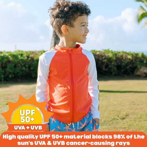 Image of SwimZip Boys' Long Sleeve Rash Guard & Swim Shorts Set - UPF 50+ Sun Protection