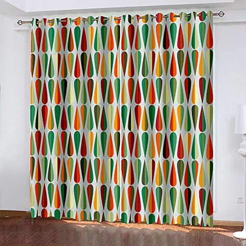 NuAnYI Rideau Occultant Multicolore Lignes Couture Art Rideaux 100% Opaque De Petite Chambre Enfant Salle À Manger Lot De 2 Avec Oeillets- Impression Numérique 3D Convient Pour Chambre Hôtel 140x160CM