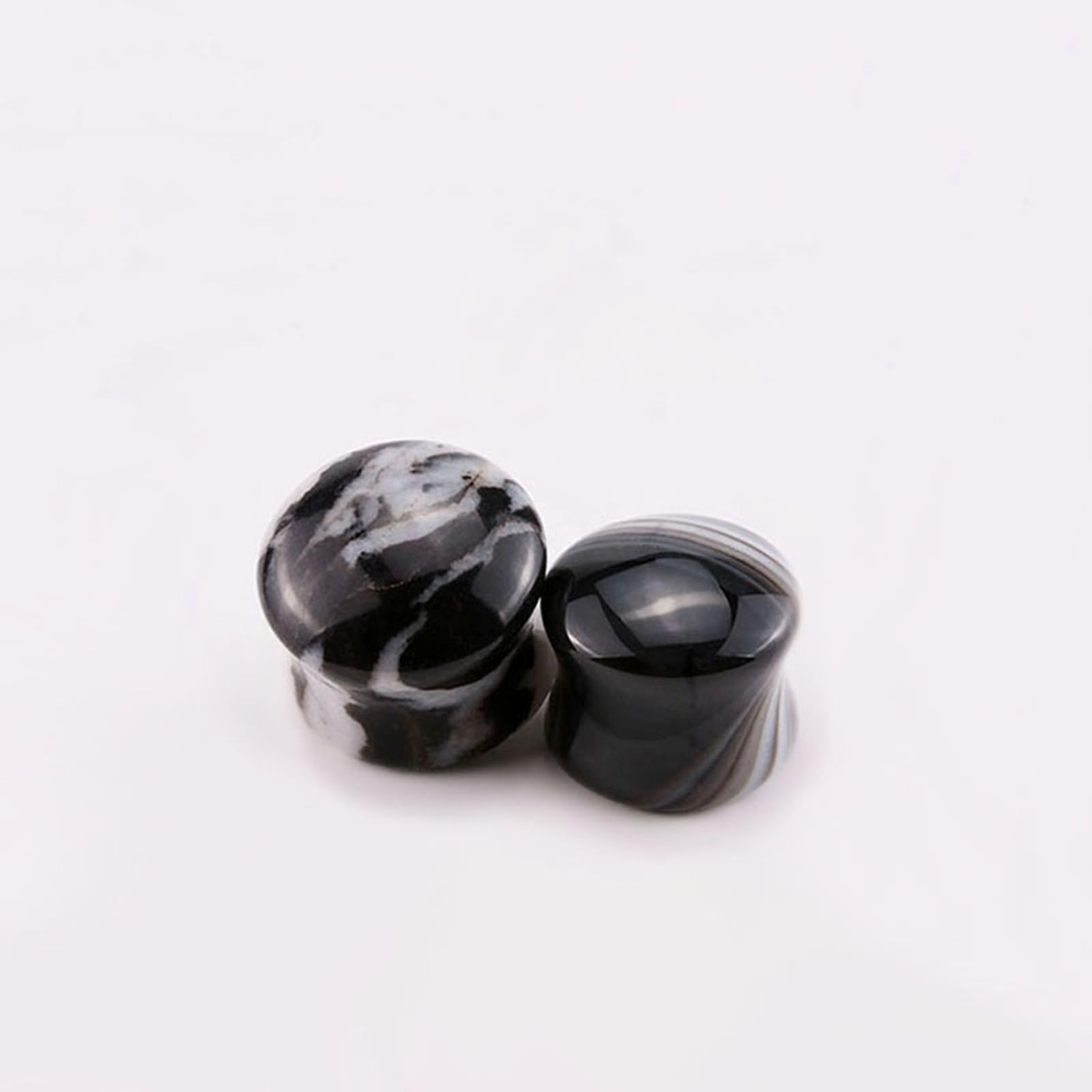 Gualiy 12 Stück Ohr Plug 6-16mm, Ohrpiercing Tunnel Stein Schwarz Weiß Stein Piercing Expander