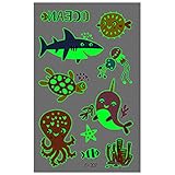 Mermaid with Cuttlefish Whales for Temporary Tattoos Ocean Animals Luminous Resin Stickers Glow in The Dark Fillers Craft