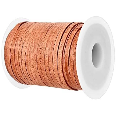 GENIQUE 3mm Leather Cord, 1/8 inch Leather String Cord, Leather Strips for Leather Shoe Laces, Necklace, Bracelets, Jewelry Making, Crafting (3mm Light Brown Distressed 5Mtr) Cover