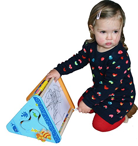 Towo Wooden Activity Centre Triangle Toys - Flip Flop Alphabet Blocks Abacus Clock - Activity Cube For Toddlers 5 In 1- Activity Toys For Babies Montessori Learning-Wooden Toys For 1 Year Old #TOP4