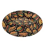 Wudan Haustier-Katzenbett, abnehmbar und waschbar, flauschiges Katzenbett für mittelgroße Haustiere, Größe S, Pizza und Hamburge, Schwarz