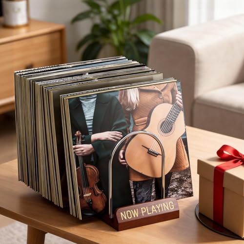 Soporte de vinilo de madera y metal duradero para colecciones selectas 8