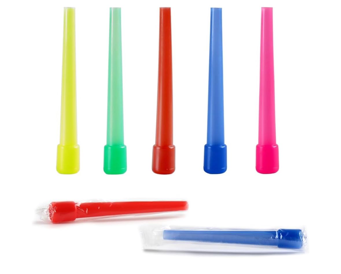 50 Pcs Disposable Hookah Mouth Tips 3 6 inch Long Mixed Colors Individual Wrapped BPA-Free