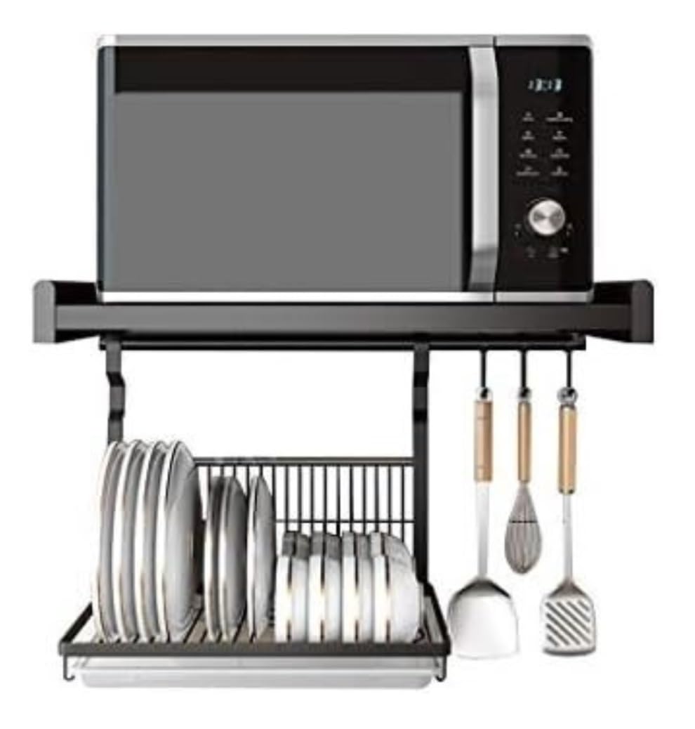 Support de four à micro-ondes mural en aluminium avec organisateur de cuisine