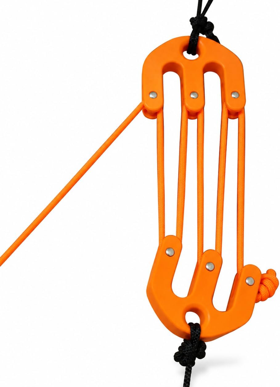 Game & Gear Hoist Block and Tackle System,Game and Gear Hoist, Ultralight Hunting Game Hoist, Portable Nylon Block and Tackle Pulley System, Compact Game Lifting Tool for Backcountry Hunting (Yellow)