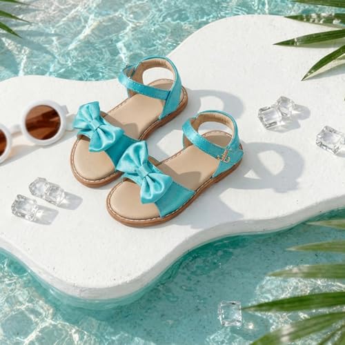 Image of THEE BRON Toddler Girls Sandals Wedding Flower Girl Dress Shoes Open Toe Flats