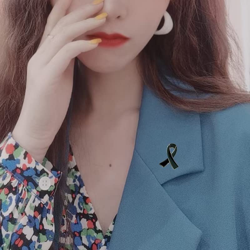 Image of Black Awareness Ribbon Pins 50Pcs Melanoma Skin Cancer Awareness Pin Accidents,Anti-Terrorism,Gang Prevention Awareness Brooch,Mourning Remembrance Day Gifts