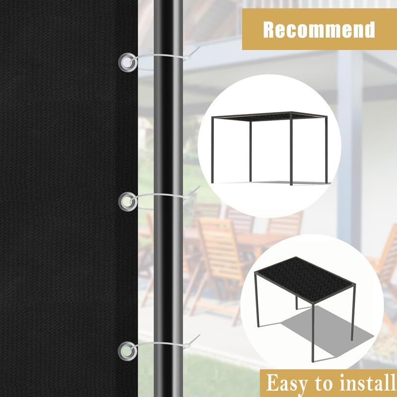 Image of MetDeals HDPE Knitted Balcony Sun Shade Sail Canopy Cover for Outdoor, Garden & Terrace|UV & Sun Protection with Rustproof Eyelet & Cable Tie for Easy Installation(Black, 14x9 Ft)(Pc 1)