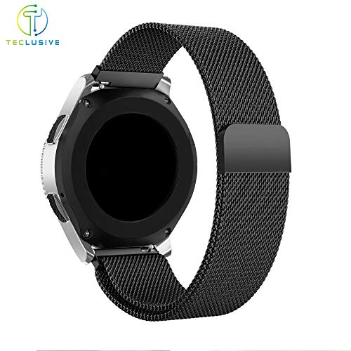 Image of T TECLUSIVE Magnetic Metal Chain Strap 22mm Compatible for Galaxy Watch 3 45mm | Galaxy Watch 4.6cm Gear S3 Frontier | Amazfit GTR | Adjustable Magnetic Band (Black)