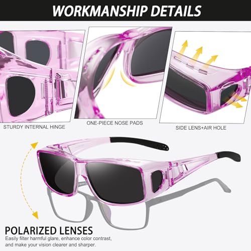 Image of HAOLOTA Night Vision Driving Over Glasses, Polarized Nighttime Glasses Men Women Anti Glare Yellow Tinted Lens